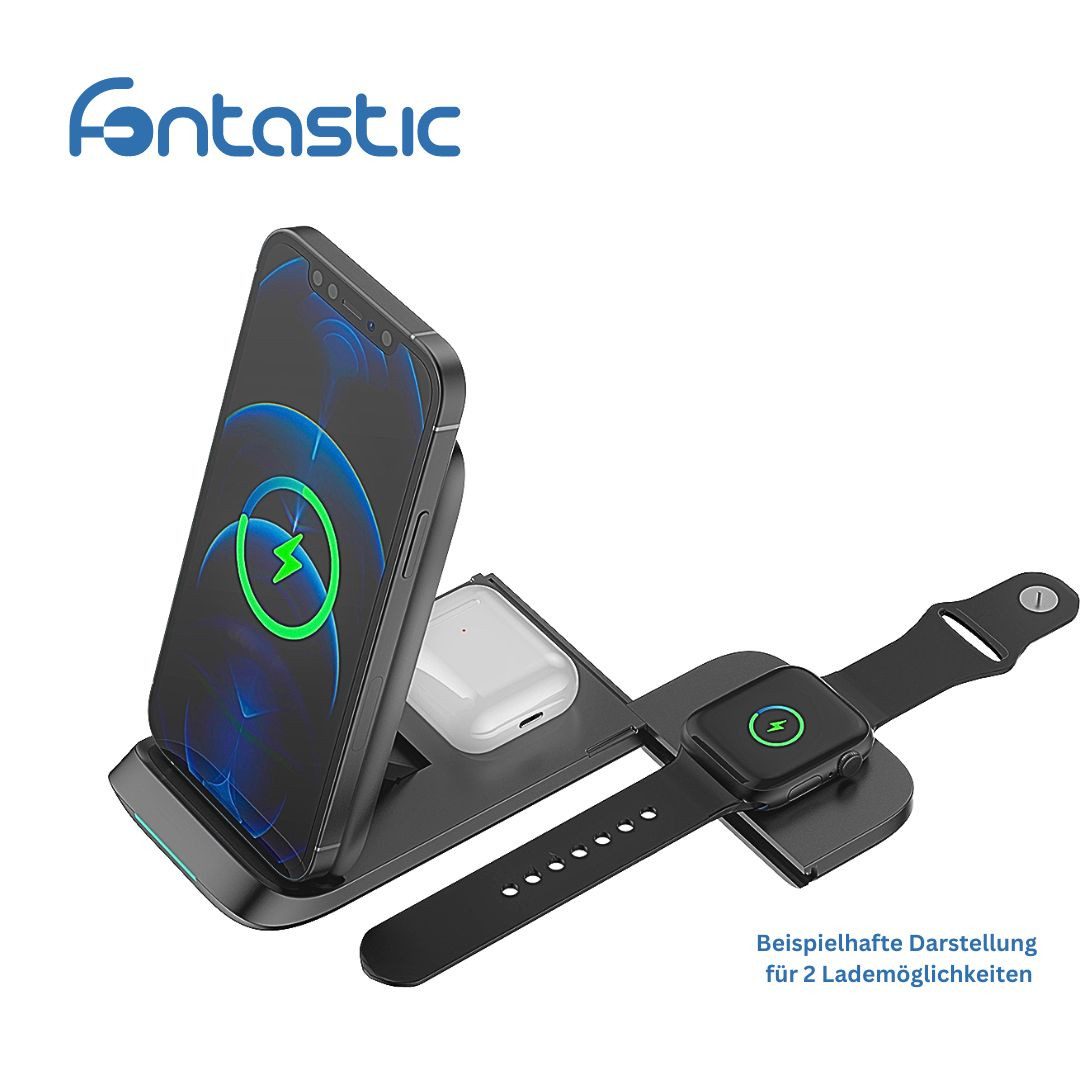 fontastic 3in1 Induktive Ladestation,15W Induktions-Ladegerät (Geräte mit PD)