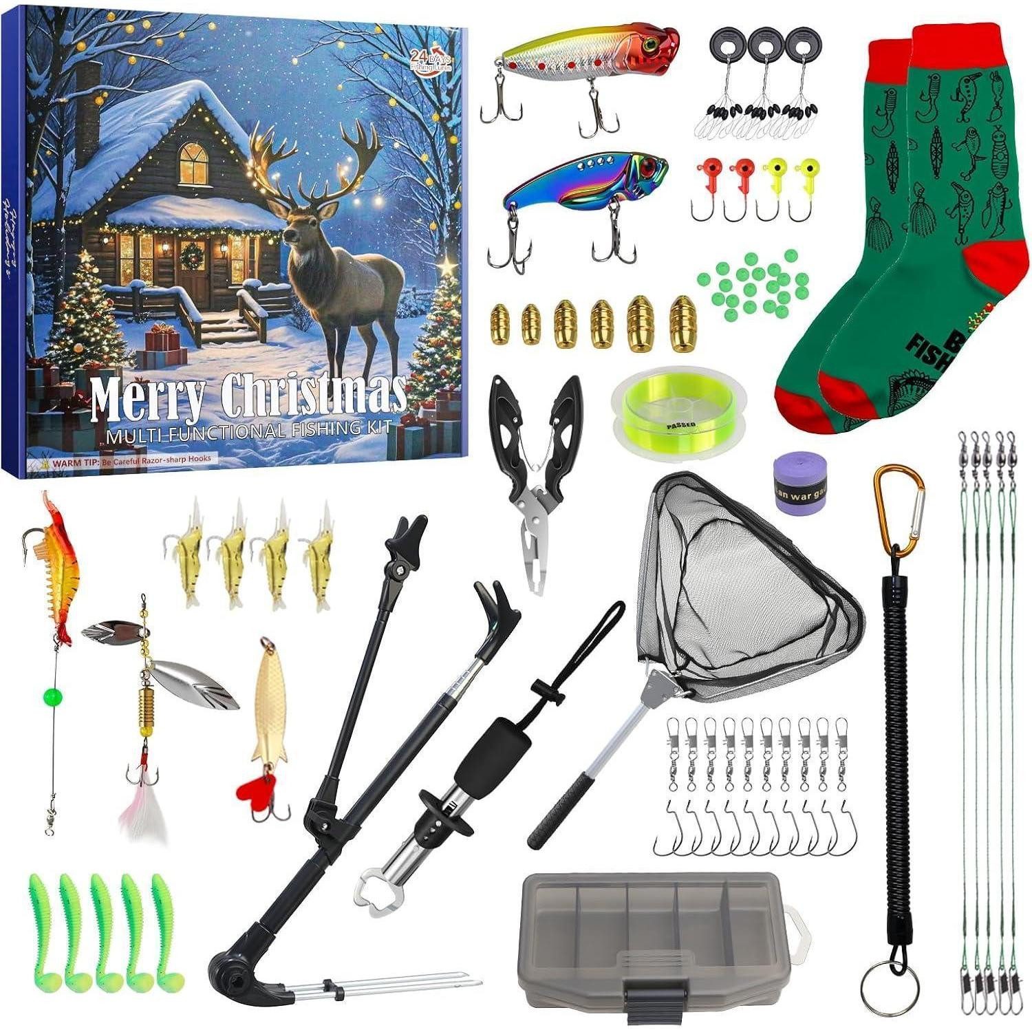 LuxusKollektion befüllbarer Adventskalender Adventskalender 2026 24 Tage Angelzubehör und Werkzeuge für Angler
