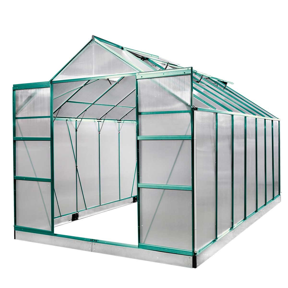 BRAST Gewächshaus ALU mit Fundament rostfrei 430x250x235cm TÜV geprüft, BxTxH: 250 x 430 x 235 cm, wetterfestes hochwertiges Aluminium, Temperaturbeständig, Wärmedämmend, Lichtbrechend & UV-stabilisiert