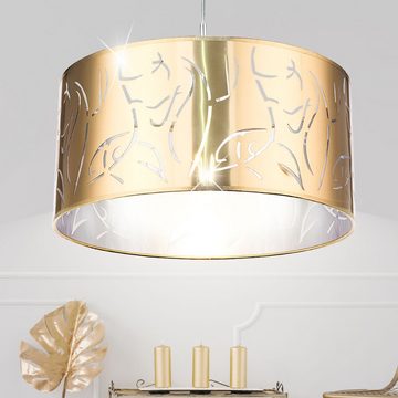 etc-shop LED Pendelleuchte, Leuchtmittel inklusive, Warmweiß, Pendel Decken Lampe gold Wohn Zimmer Dekor Stanzung Hänge Leuchte im