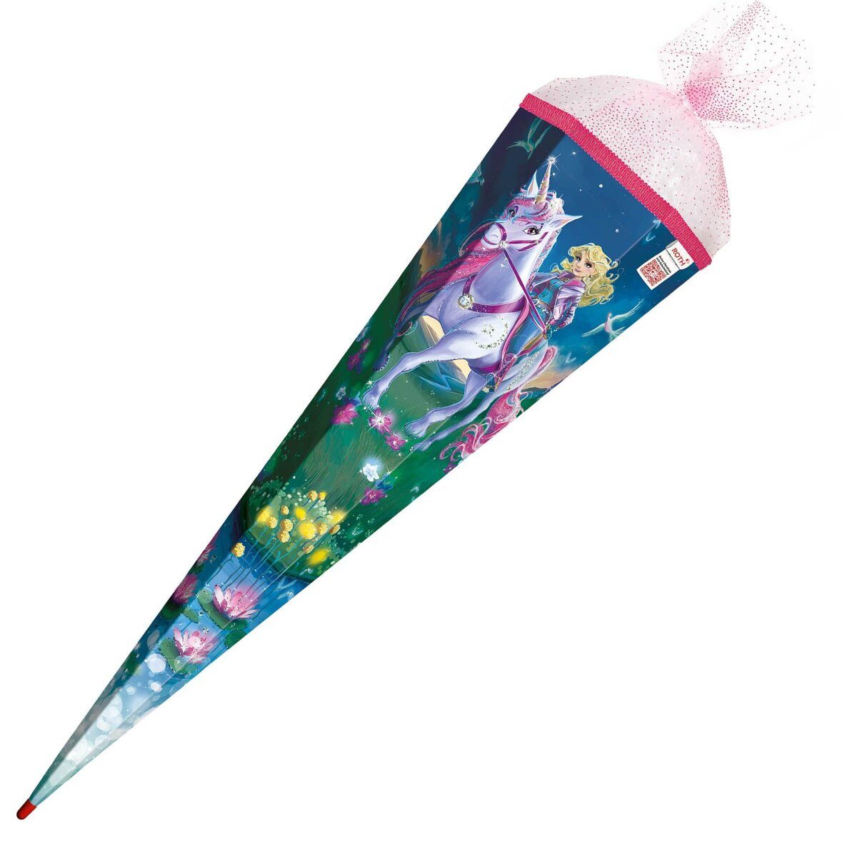 Roth Ideen Schultüte Schultüte Magische Einhornreiterin - sechseckig 85 cm Glitter Organza