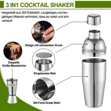 Welikera Cocktail Shaker 23-teiliges Barkeeper-Set, 750ml mit Bambus-Ständer Cocktail-Shaker, (23-tlg)