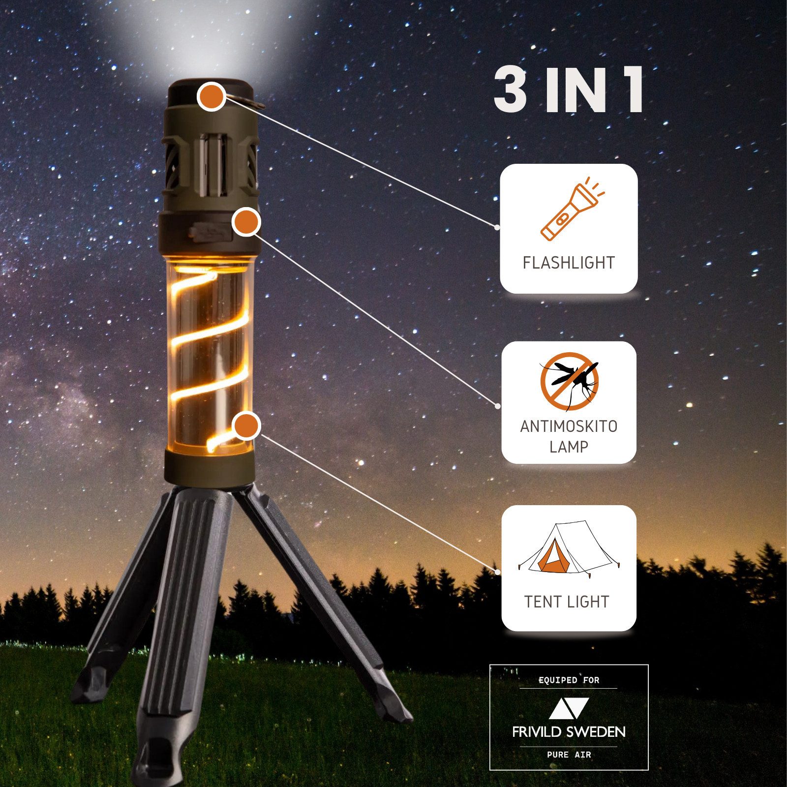 Insektenabwehrgerät Anti Mückenlampe Zeltlampe/ Taschen Lampe Mygga + 6 Anti Moskito Pads