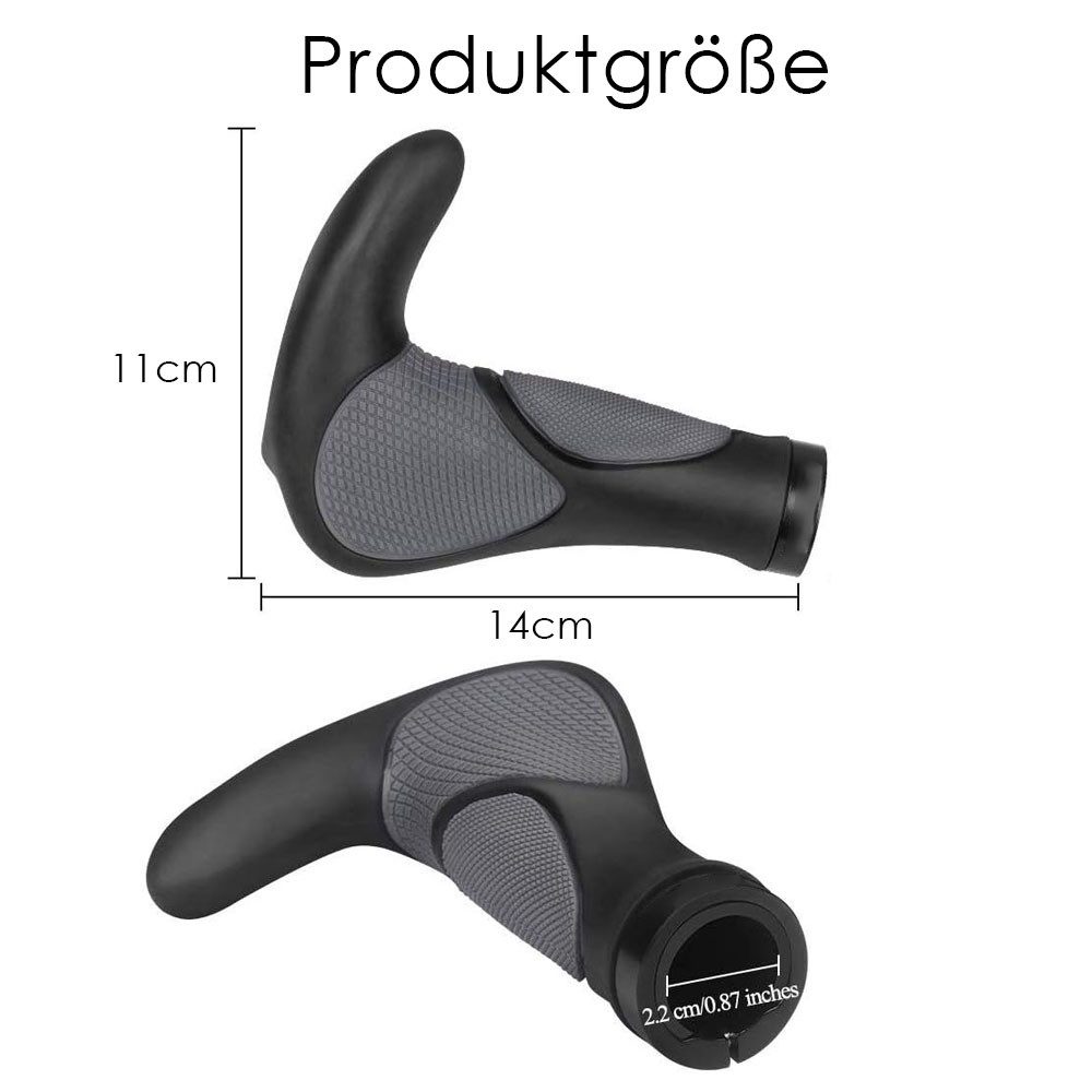 AFKSMILE Fahrradlenkergriff Fahrradgriffe ergonomisch, Lenkergriffe für MTB, Trekkingrad, E-Bike, Faltrad Griffe mit Zwei Seiten Lock-On Design aus rutschfestem Gummi