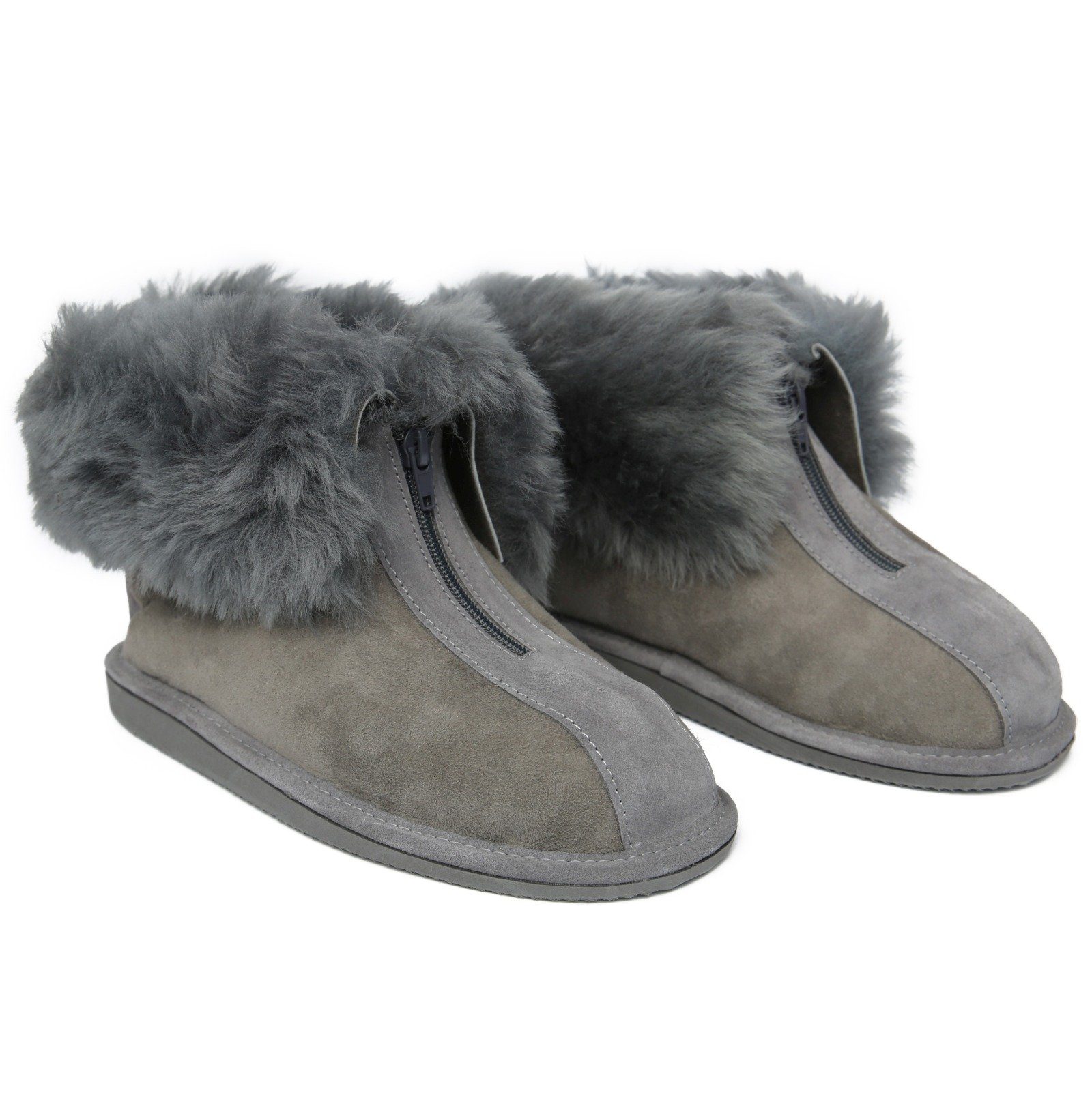 Hollert Hausschuh Lammfell Hausschuhe ALASKA GRAU Hüttenschuhe – Bild 5 von 5