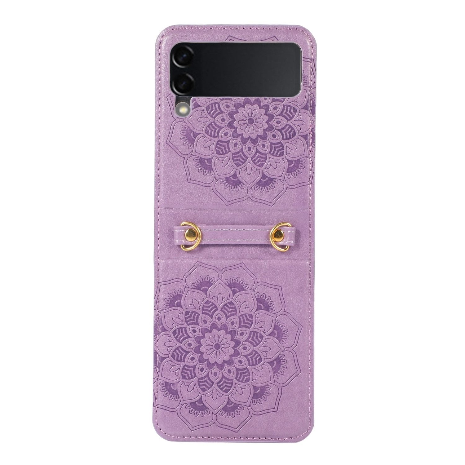Wigento Handyhülle Für Samsung Galaxy Z Flip7 FE / Flip6 5G Mandala Design TPU Hülle, Mandala geprägte Schutzhülle mit Kartenfächern und Halter