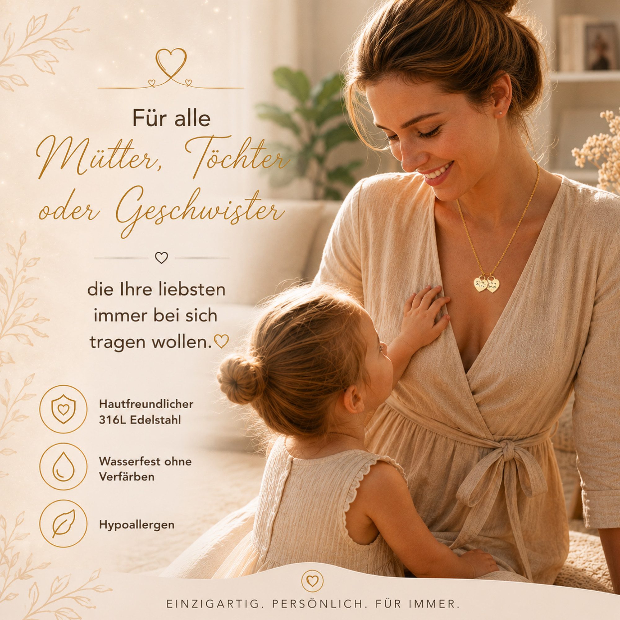 BS Schmuckdesign Kette mit Anhänger mit Gravur Namenskette Damen personalisierte Halskette mit Namen Gravurkette (inkl. Gravur), personalisiert inkl. Geschenkbo – Bild 4 von 5