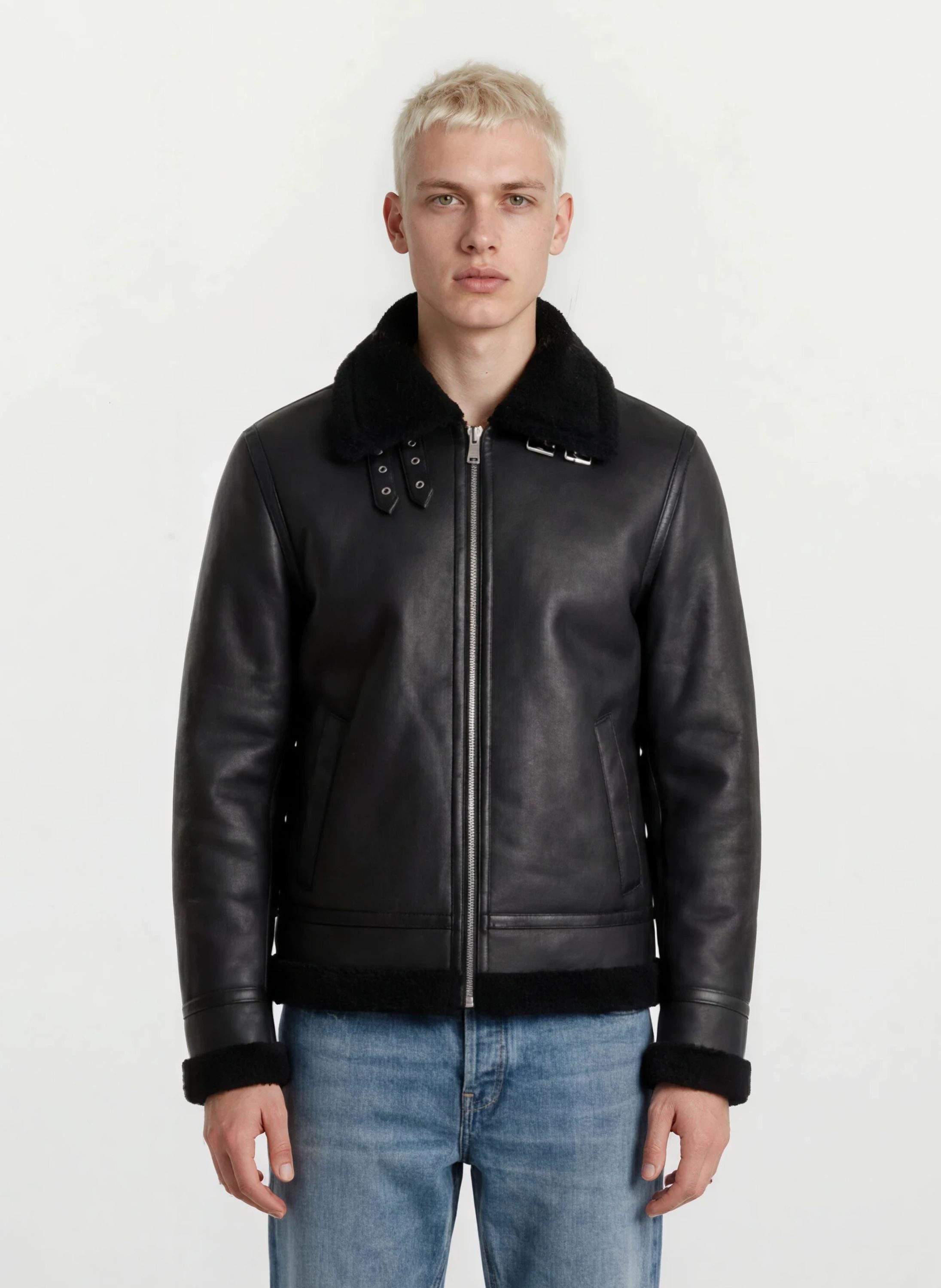 trueprodigy Lederjacke Keno Fellbesatz an Kragen mit Riemenverschluss günstig online kaufen