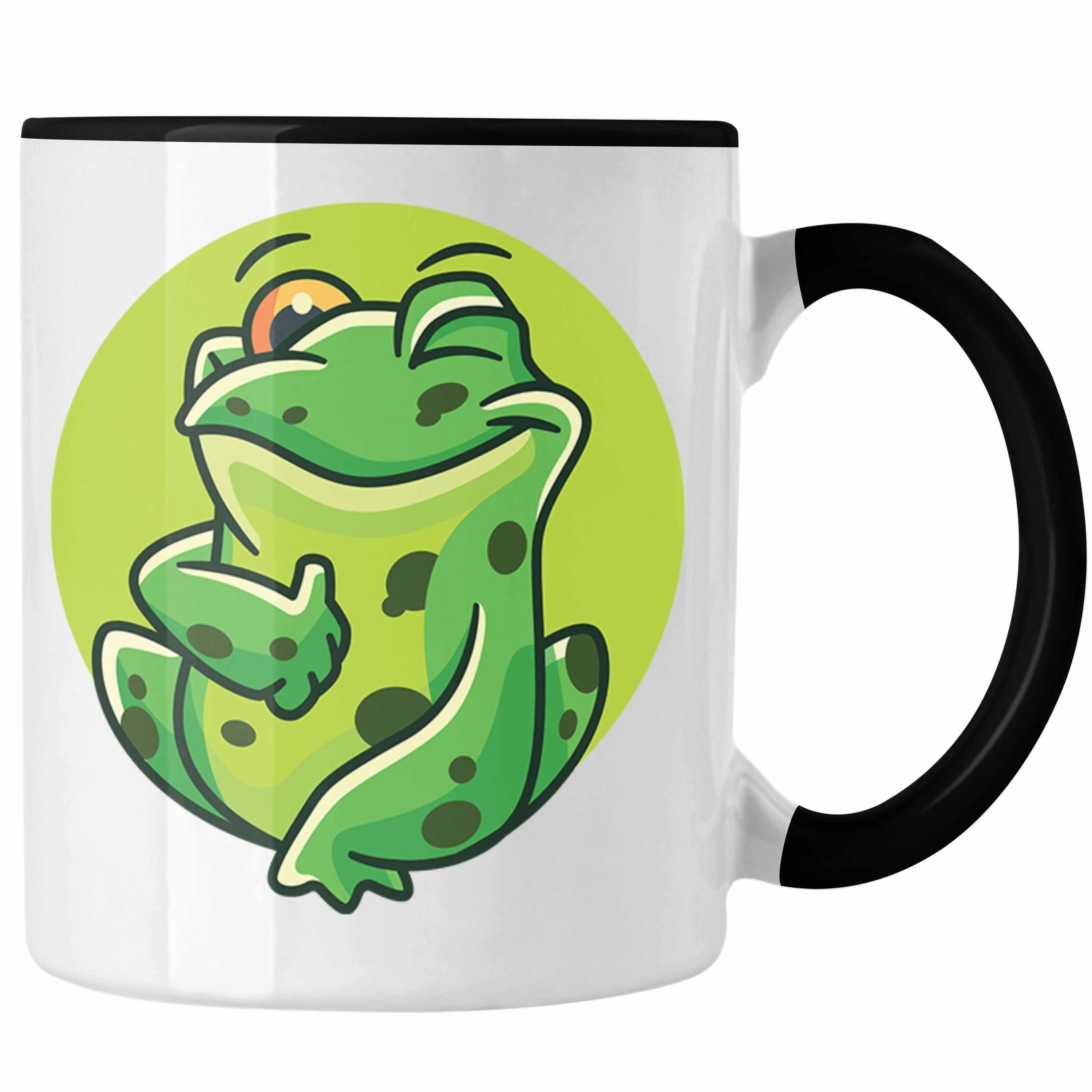 Trendation Tasse Frosch Tasse Grafik Geschenk Lustig Grün Schwarz