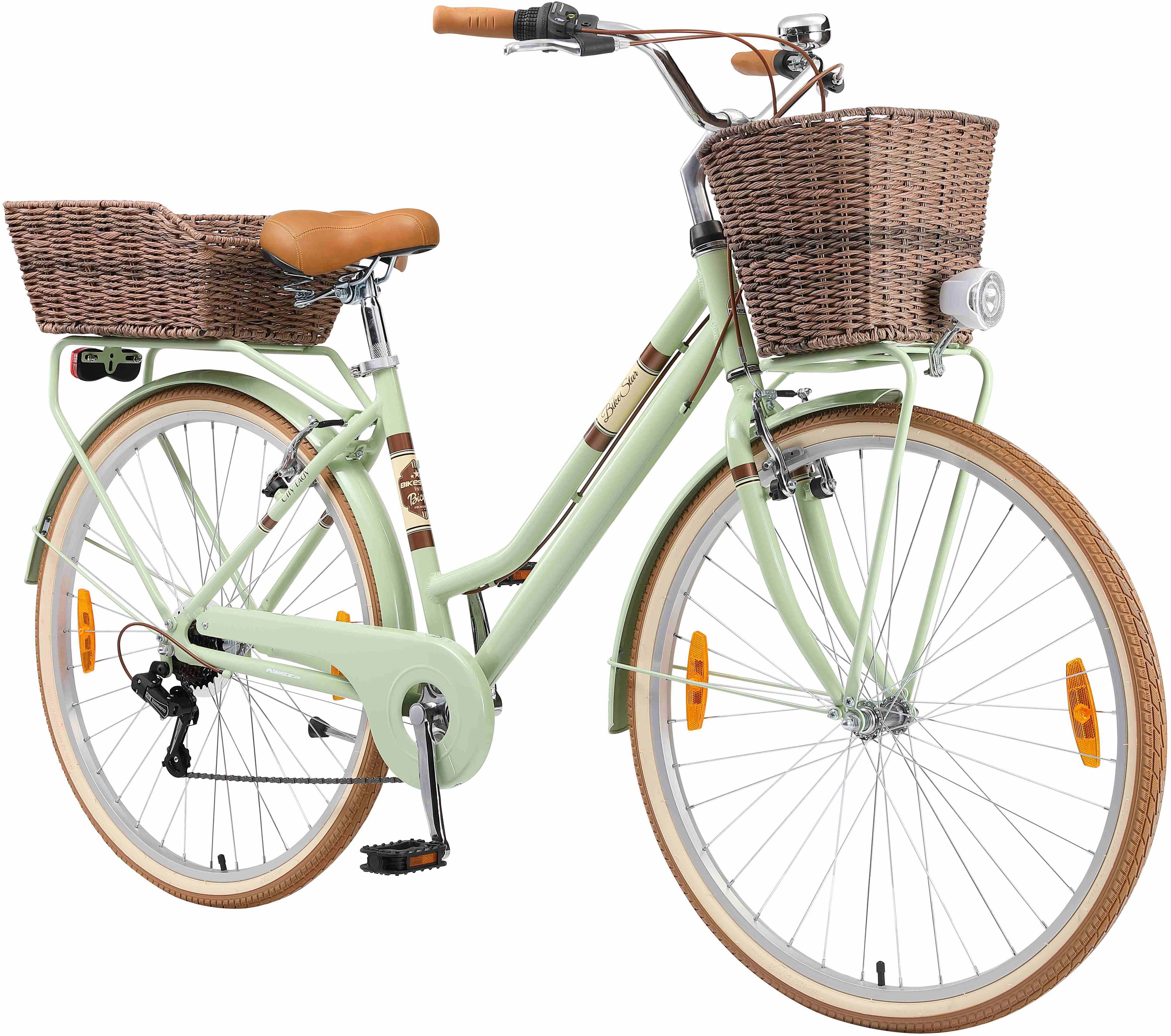 Bikestar Cityrad, 7 Gang Shimano RD-TY21 Schaltwerk, Kettenschaltung, für Damen, Kettenschaltung