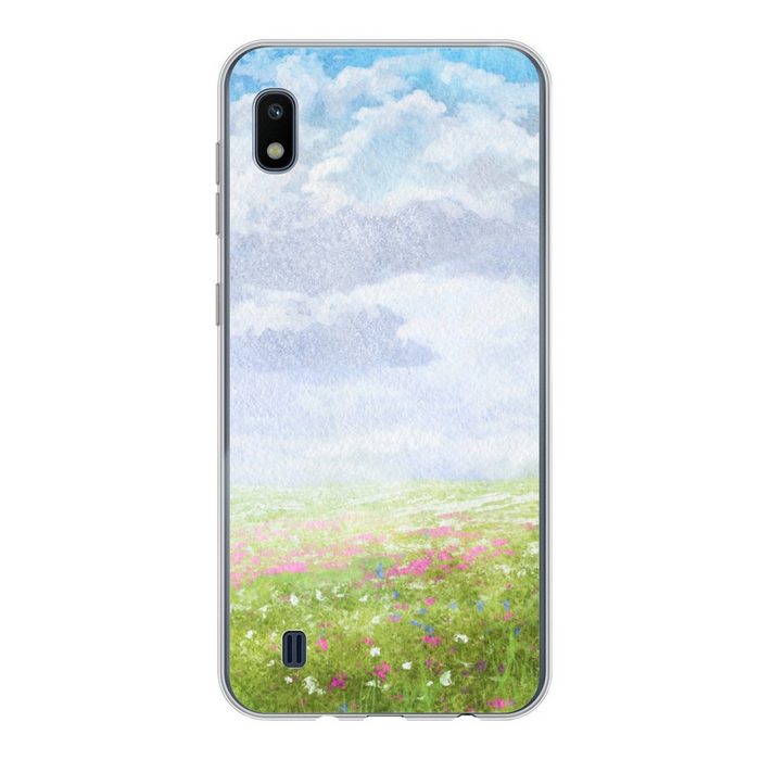 MuchoWow Handyhülle Aquarell - Blumen - Landschaft Handyhülle Samsung Galaxy A10 Smartphone-Bumper Print Handy