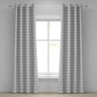 Gardine »Dekorative 2-Panel-Fenstervorhänge für Schlafzimmer Wohnzimmer«, Abakuhaus, Grau und Weiß traditionelle Curves