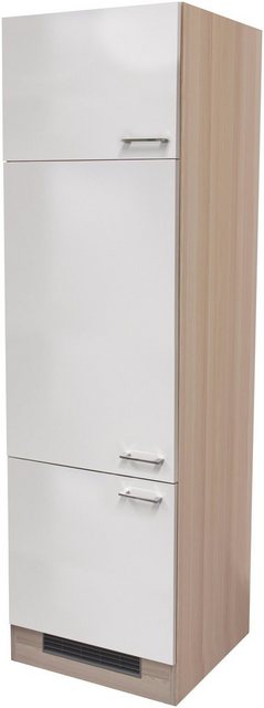 Flex-Well Exclusiv Geräteumbauschrank Abaco 60 cm Perlmutt glänzend-Akazie