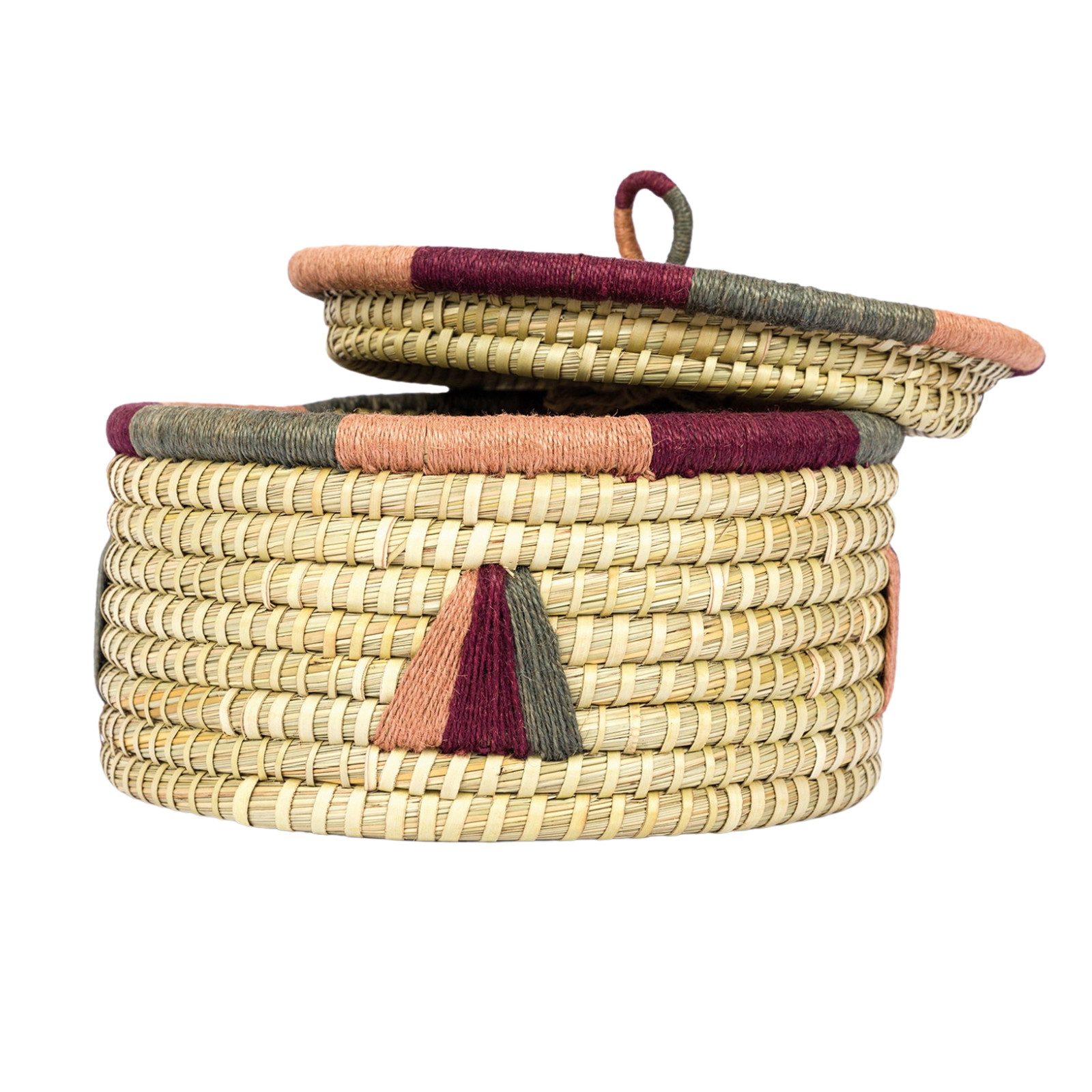 El Puente Aufbewahrungskorb Geflochtener Korb mit Deckel Bunt // Ø 35-cm // günstig online kaufen