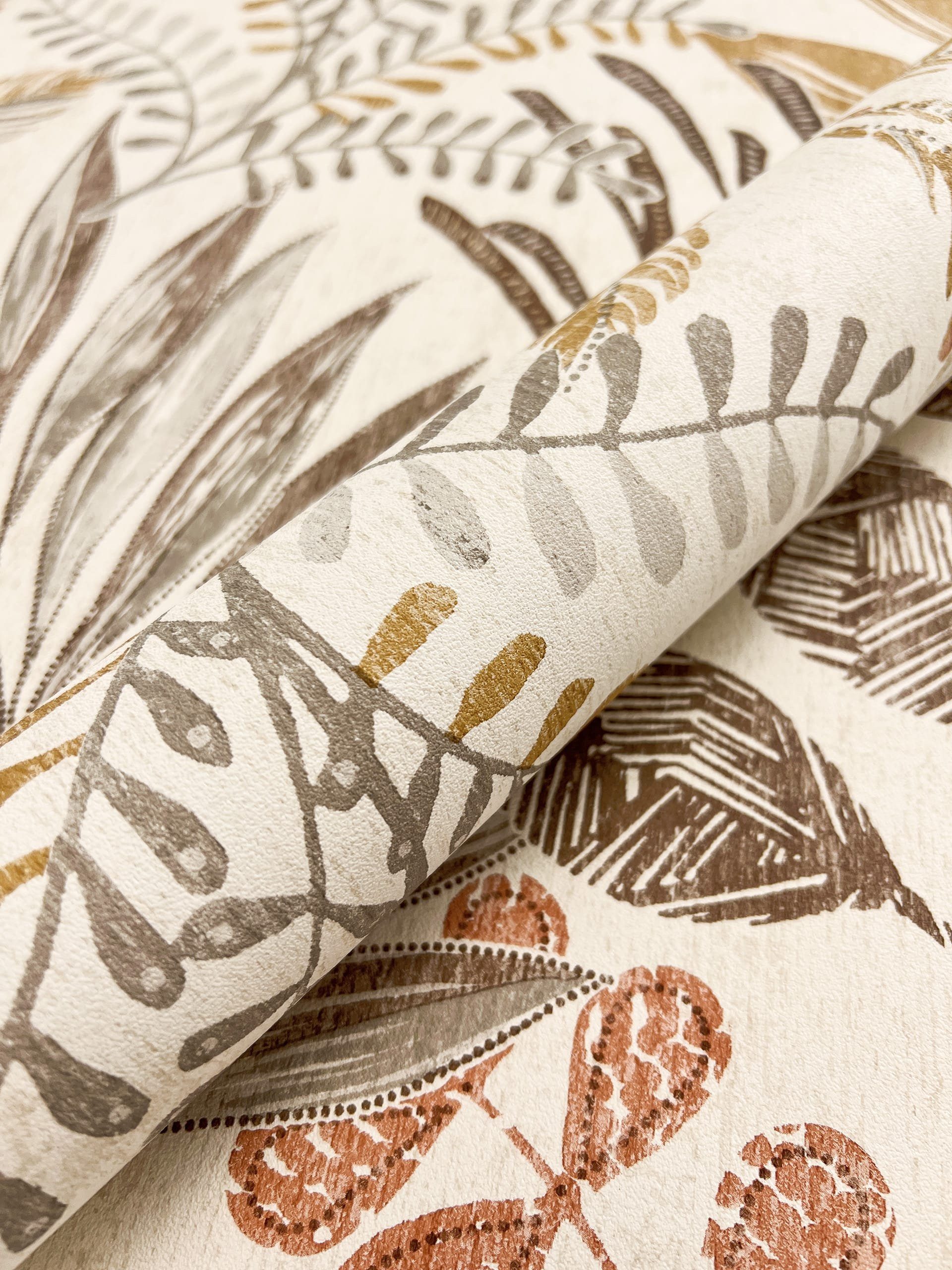 Newroom Vliestapete, Beige Tapete Modern Dschungel günstig online kaufen
