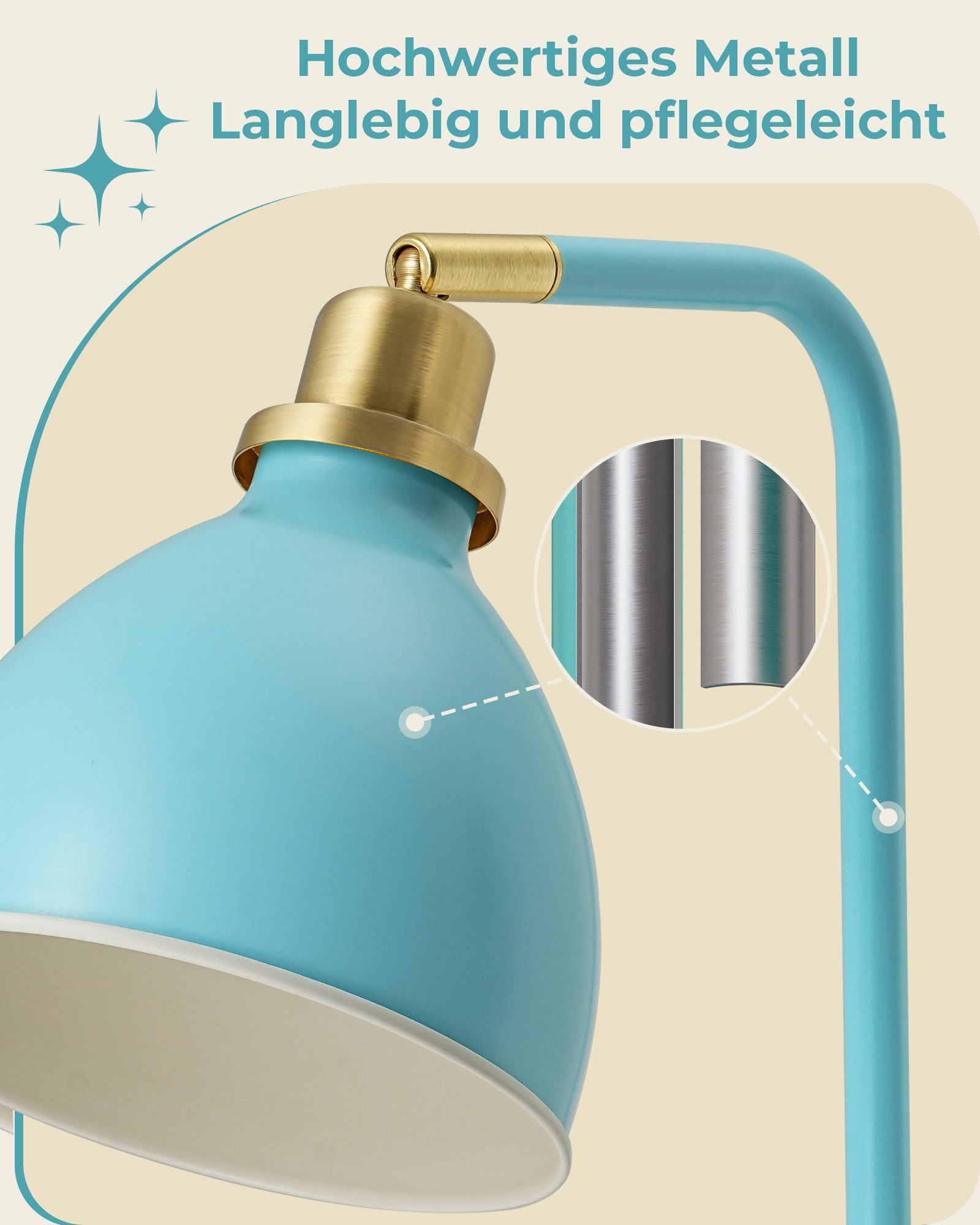 EDISHINE Stehlampe Wohnzimmer, LED wechselbar, warmweiß