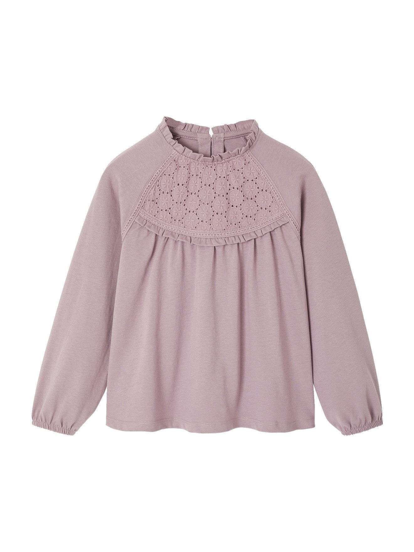 Langarmshirt Mädchen Blusenshirt mit Lochstickerei