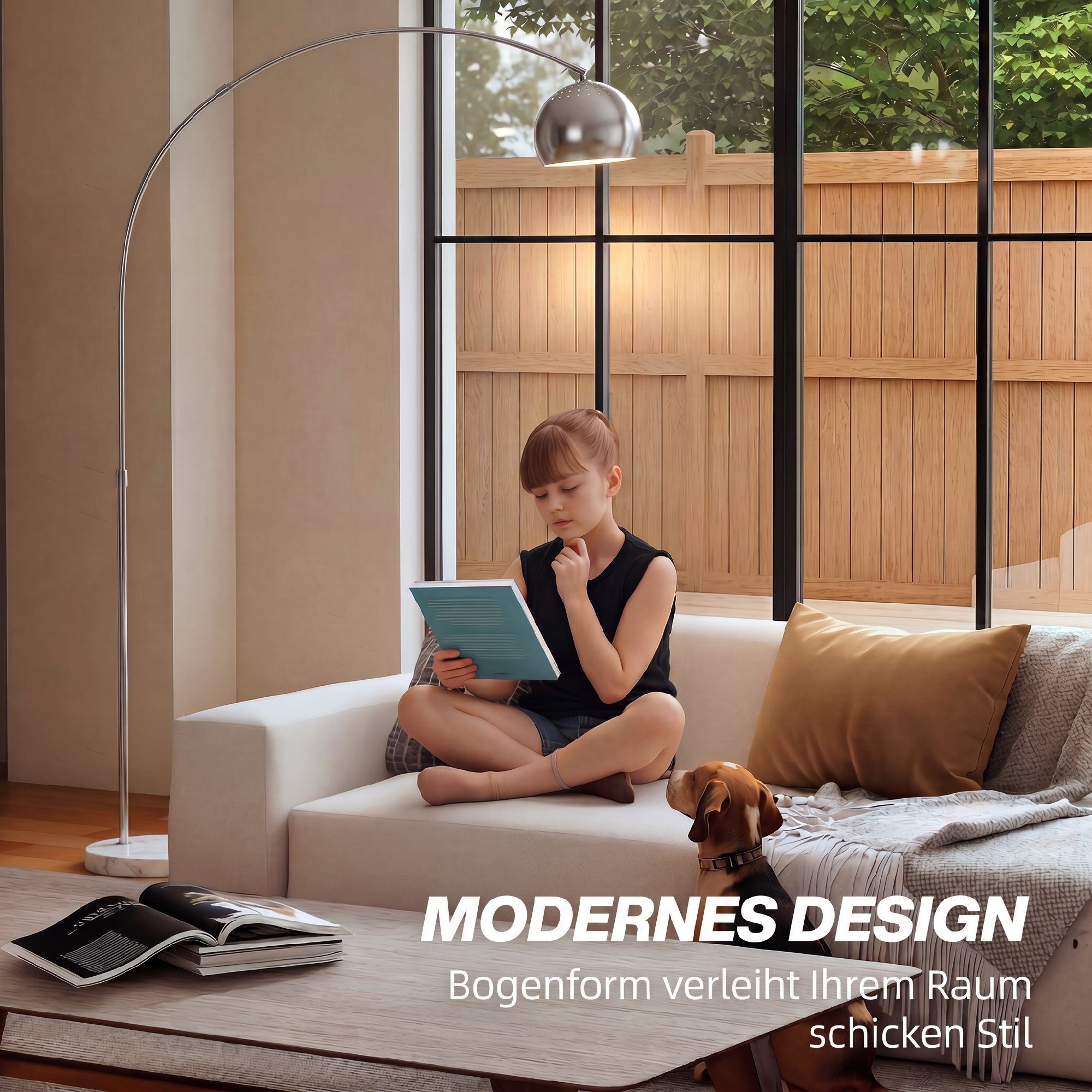 HOMCOM Stehlampe Stehleuchte mit Marmorsockel, Verstellbarem Lampenschirm, Fußschalter, ohne Leuchtmittel, für Schlafzimmer Büro, exkl. Glühbirne – Bild 4 von 5