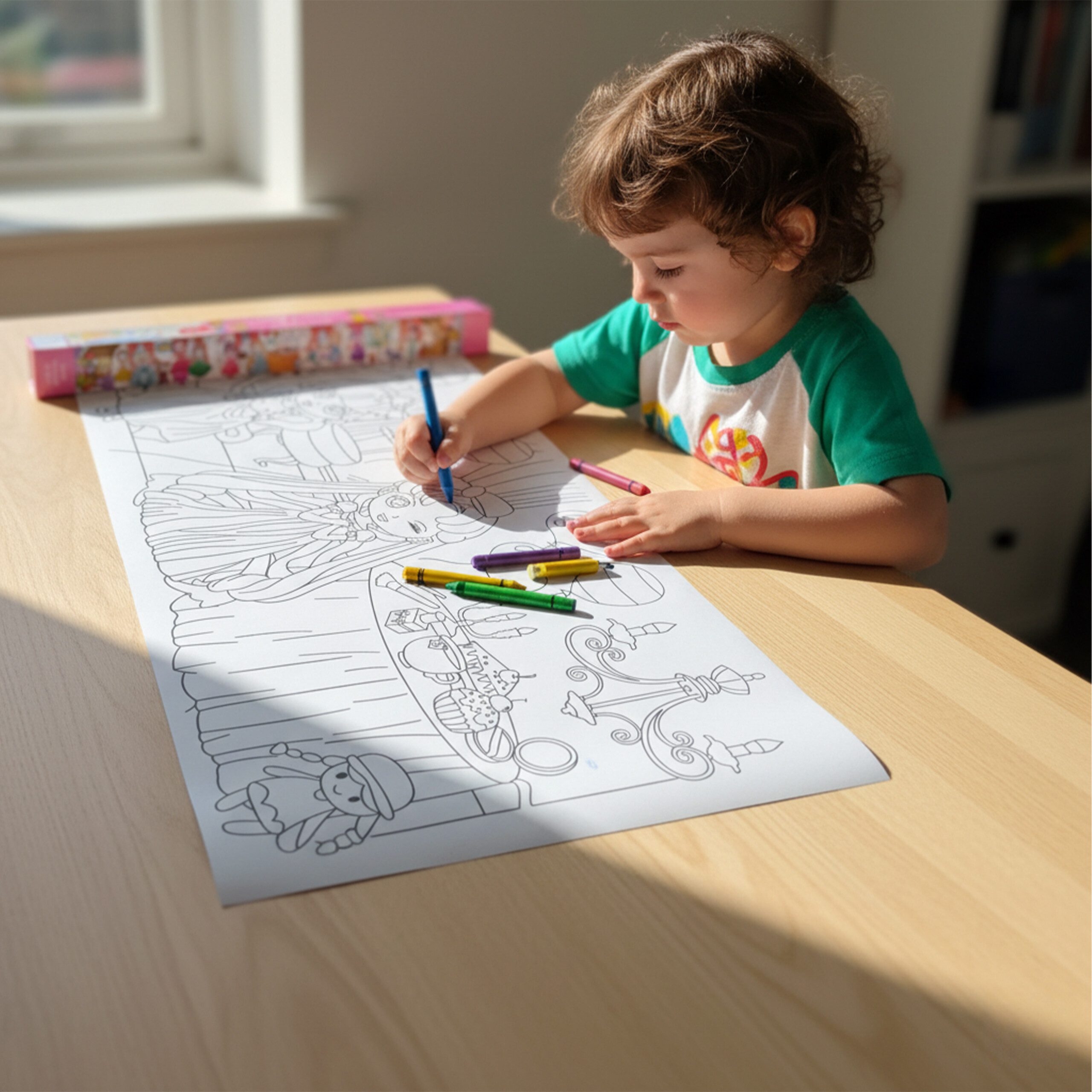 relaxdays Malvorlage Ausmaltischdecken für Kinder 2er Set 3 m (2er Set), Prinzessin