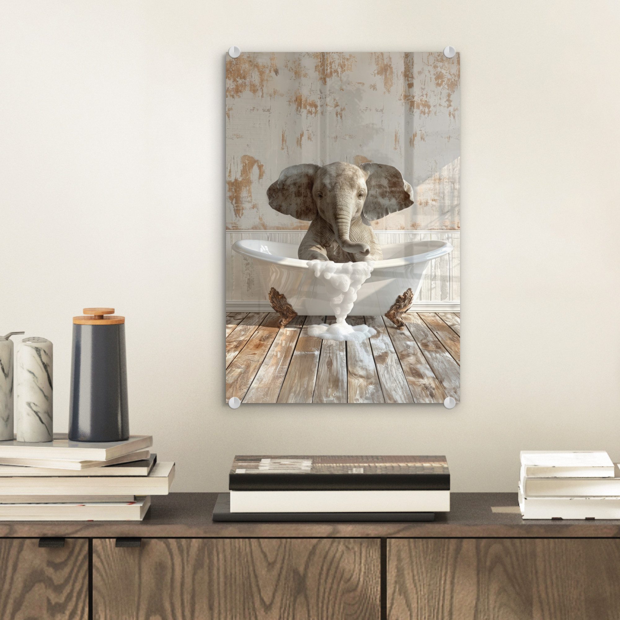 MuchoWow Acrylglasbild Vintage - Elefant - günstig online kaufen