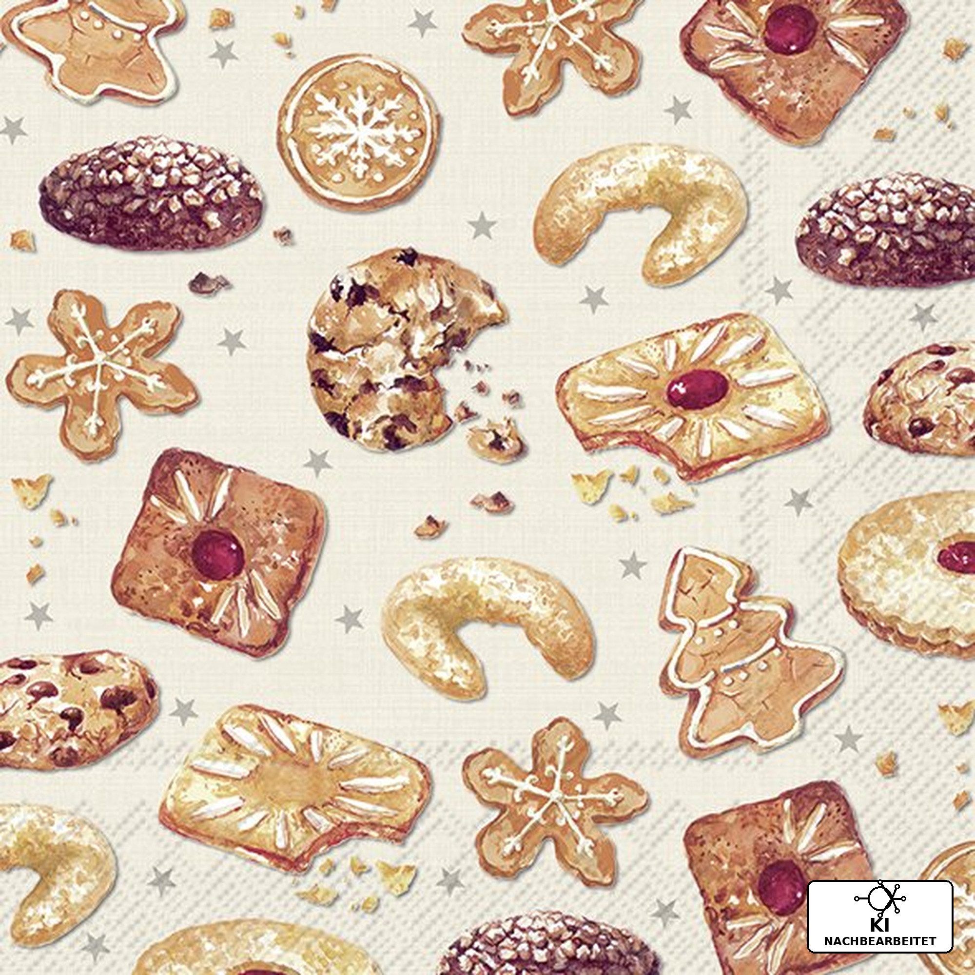 IHR Papierserviette Servietten 33x33 cm "Kekse/Baked Cookies" von ihr - Weihnachten Weihna