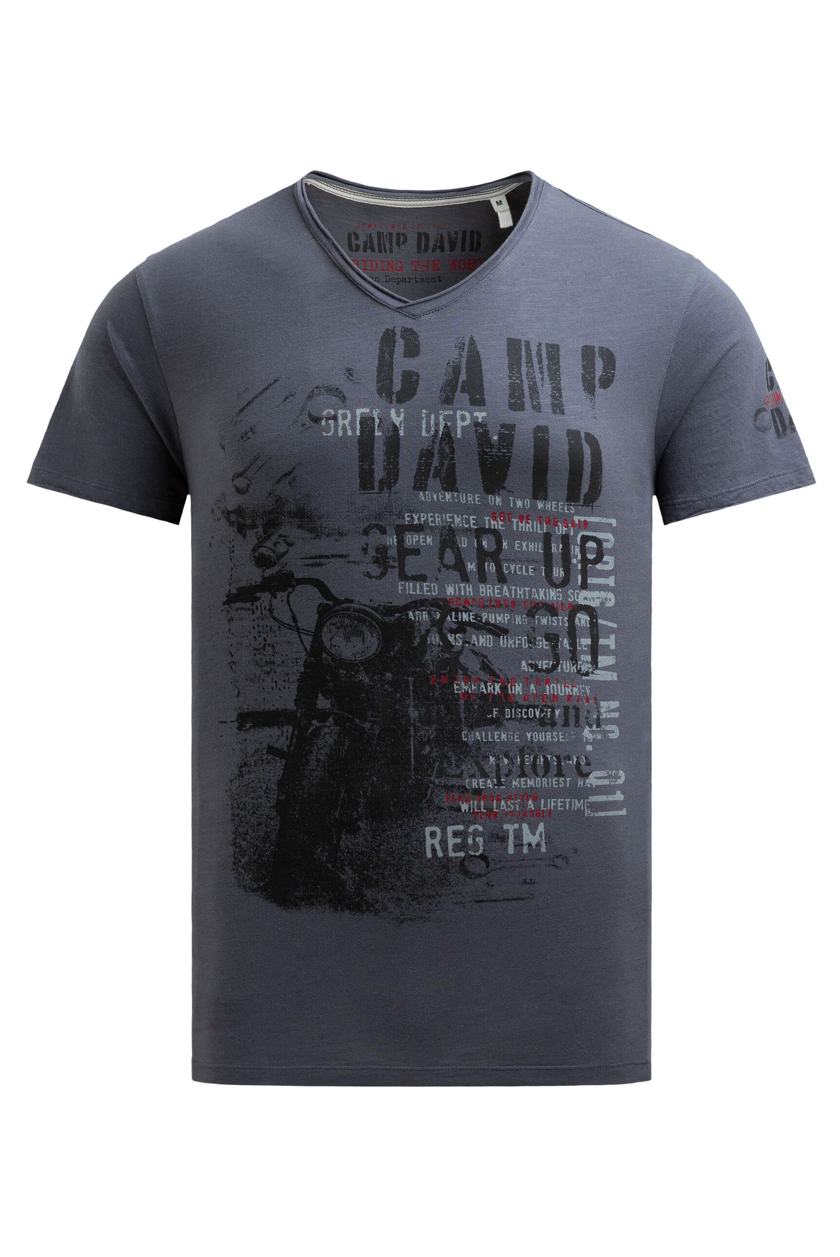 CAMP DAVID V-Shirt mit offenen Kanten günstig online kaufen