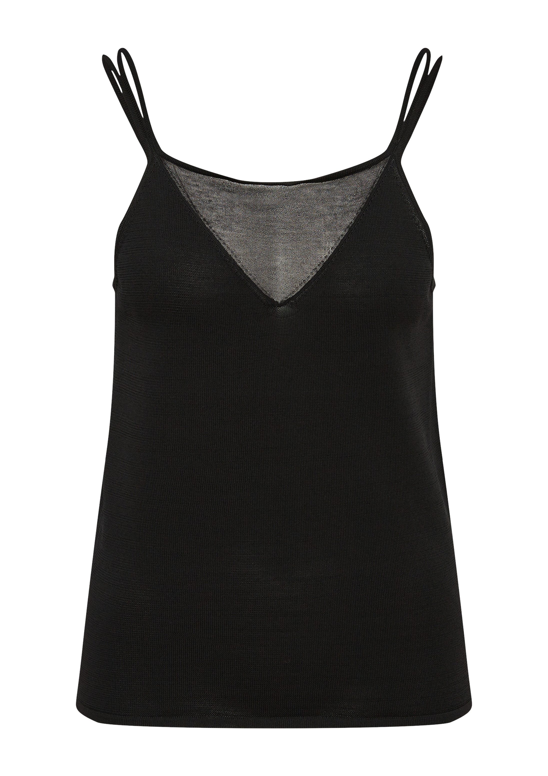 comma Rundhalspullover Strickpullunder Stricktop mit transparentem V-Ausschnitt