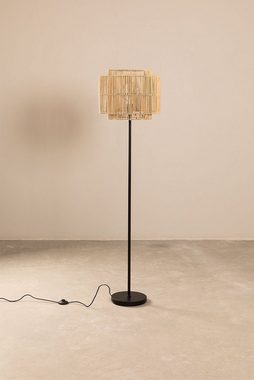 Aesthetic Living Stehlampe Stehlampe aus Bambus Kapua, E27 Fassung, ohne Leuchtmittel, Eleganter Kontrast mit Eisenfuß, Boho-inspiriertes Design