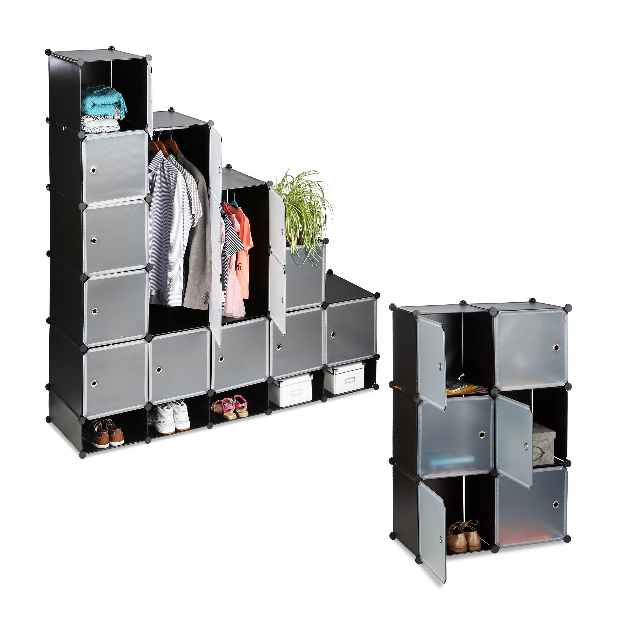 relaxdays Kleiderschrank XXL Kleiderschrank Stecksystem (230-St) transparent