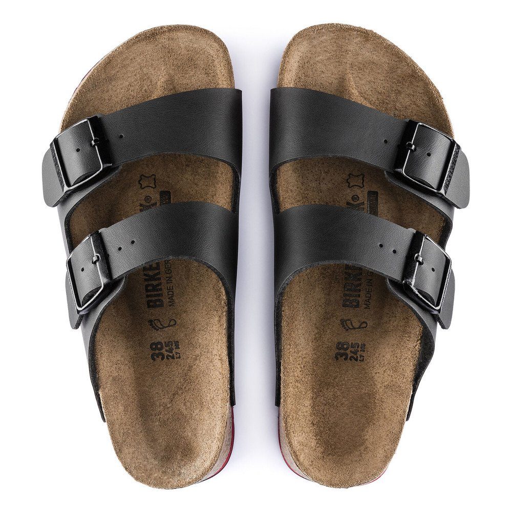 Birkenstock Sandale Arizona Superlauf, Birko-Flor, schwarz/rot Pantolette Rutschfeste Sohle & flexible Riemen – perfekt für täglichen Komfort. – Bild 3 von 5