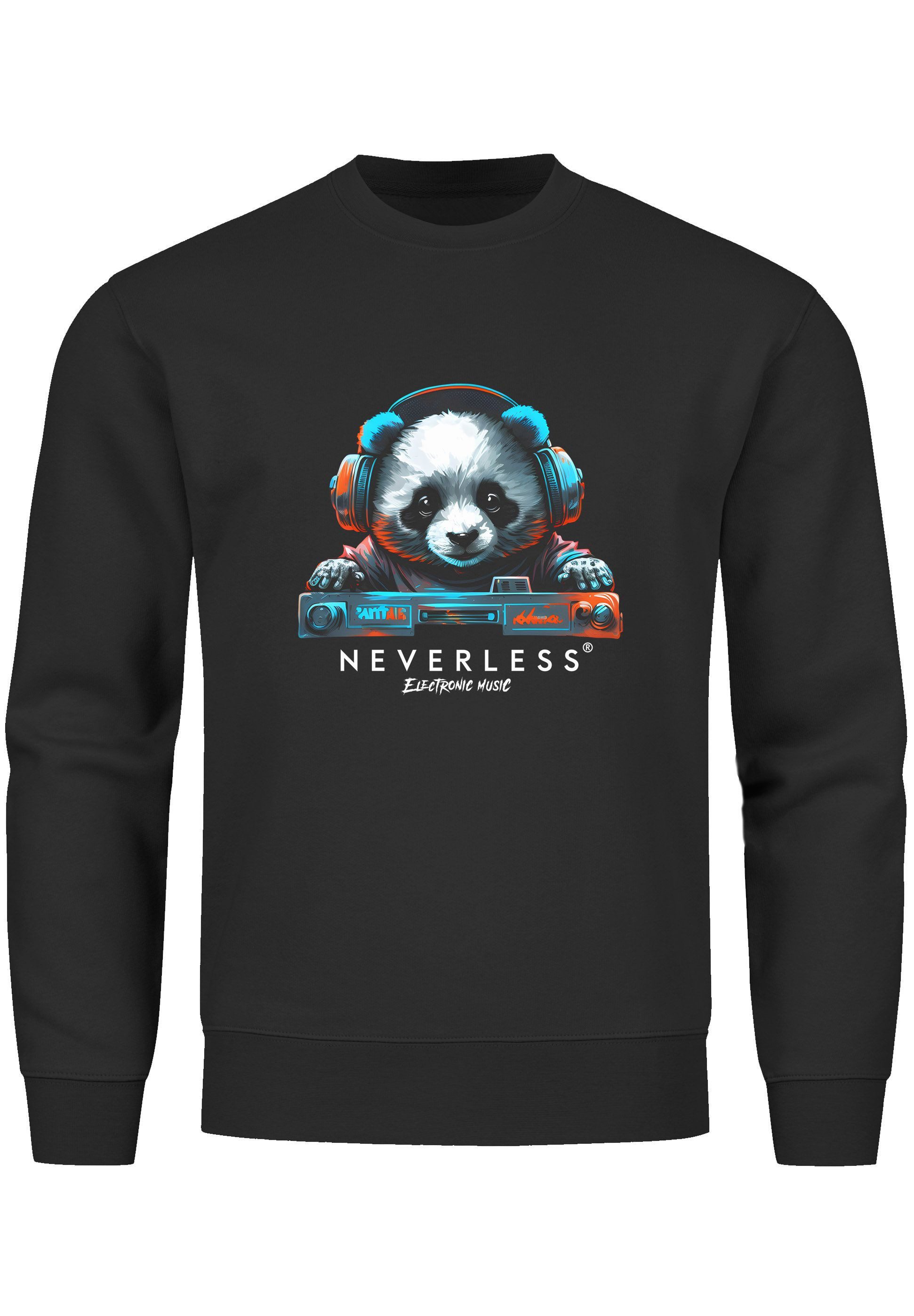 Neverless Sweatshirt Sweatshirt Herren Aufdruck Panda günstig online kaufen