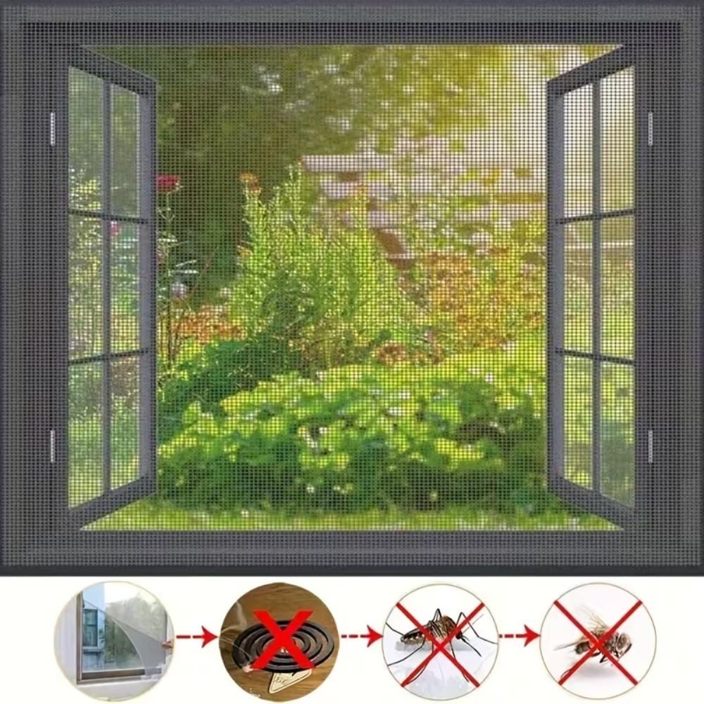 LIVINO Fliegengitter-Gewebe 2er Fliegengitter Fenster 130x150cm Weiß zuschneidbar ohne Bohren, (Mehrteiliges Fenster Netz Set, 2 Stück Fliegengitter Set), Selbs – Bild 5 von 5