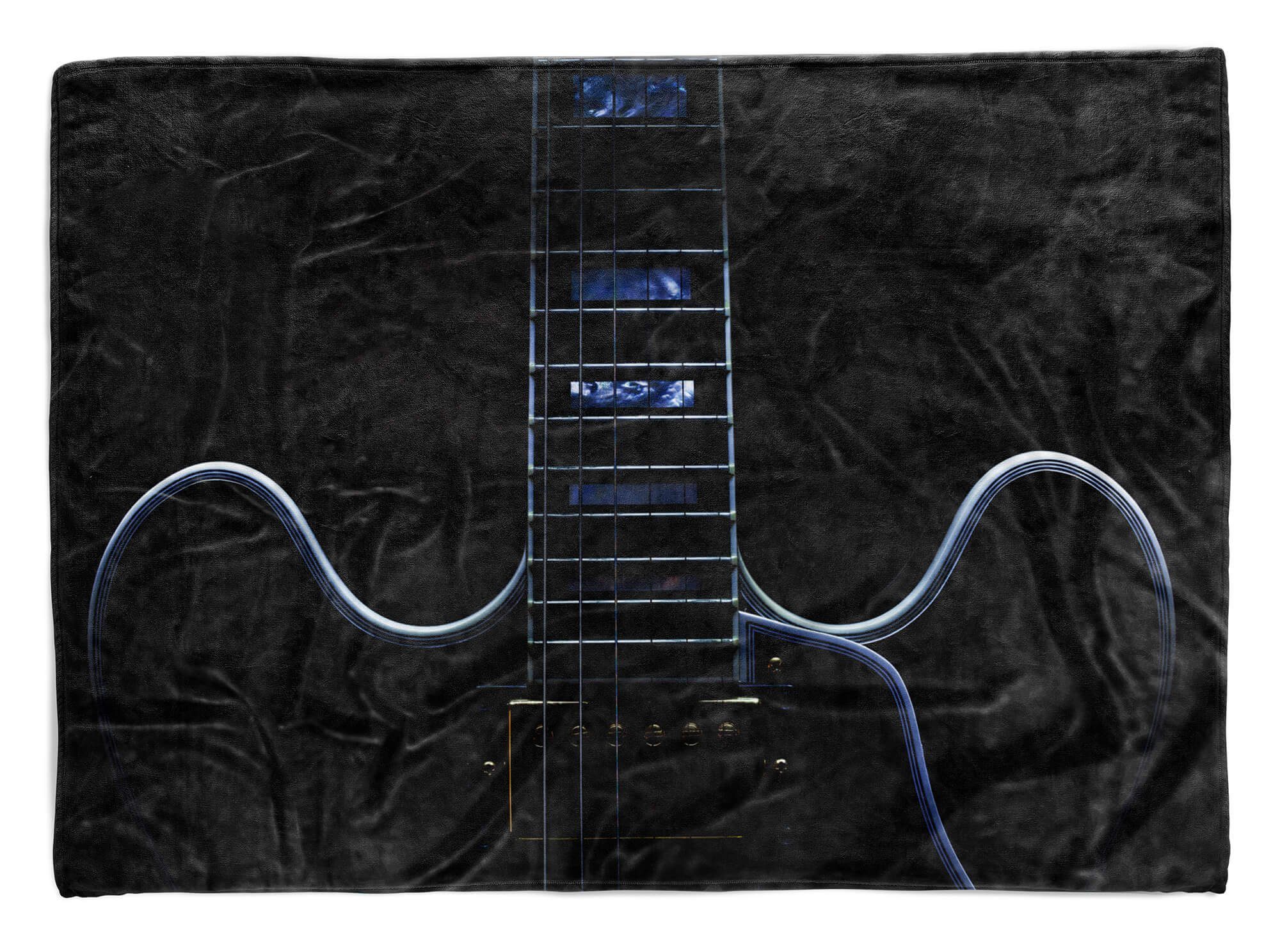 Sinus Kuscheldecke mit Handtuch Art E-Gitarre Handtücher Fotomotiv Saunatuch Baumwolle-Polyester-Mix Strandhandtuch (1-St), Handtuch Gitarre,
