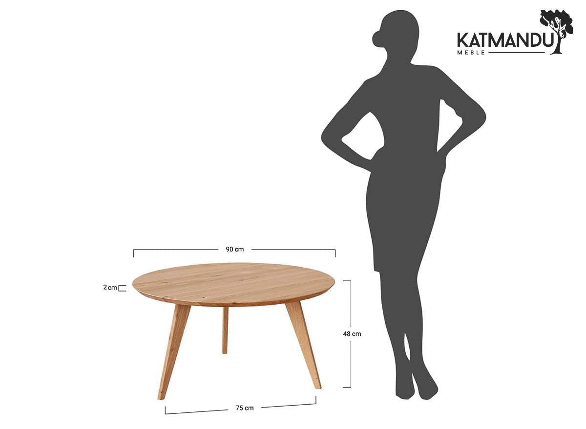 Katmandu Couchtisch Orbetello rund 90 cm aus massiver Eiche geölt (1-St), Massivholz hochwertig verarbeitet – Bild 2 von 5