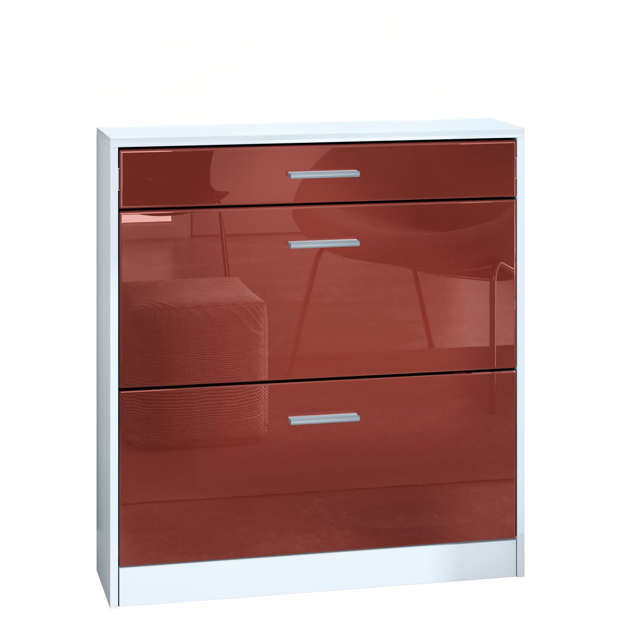 InnoFurn Schuhschrank Roma Schuhkipper (Schuhkommode, Weiß matt (89 x 95,5 x 23 cm) Platzsparender Schuhkipper Flurschrank für Diele Flur Garderobe