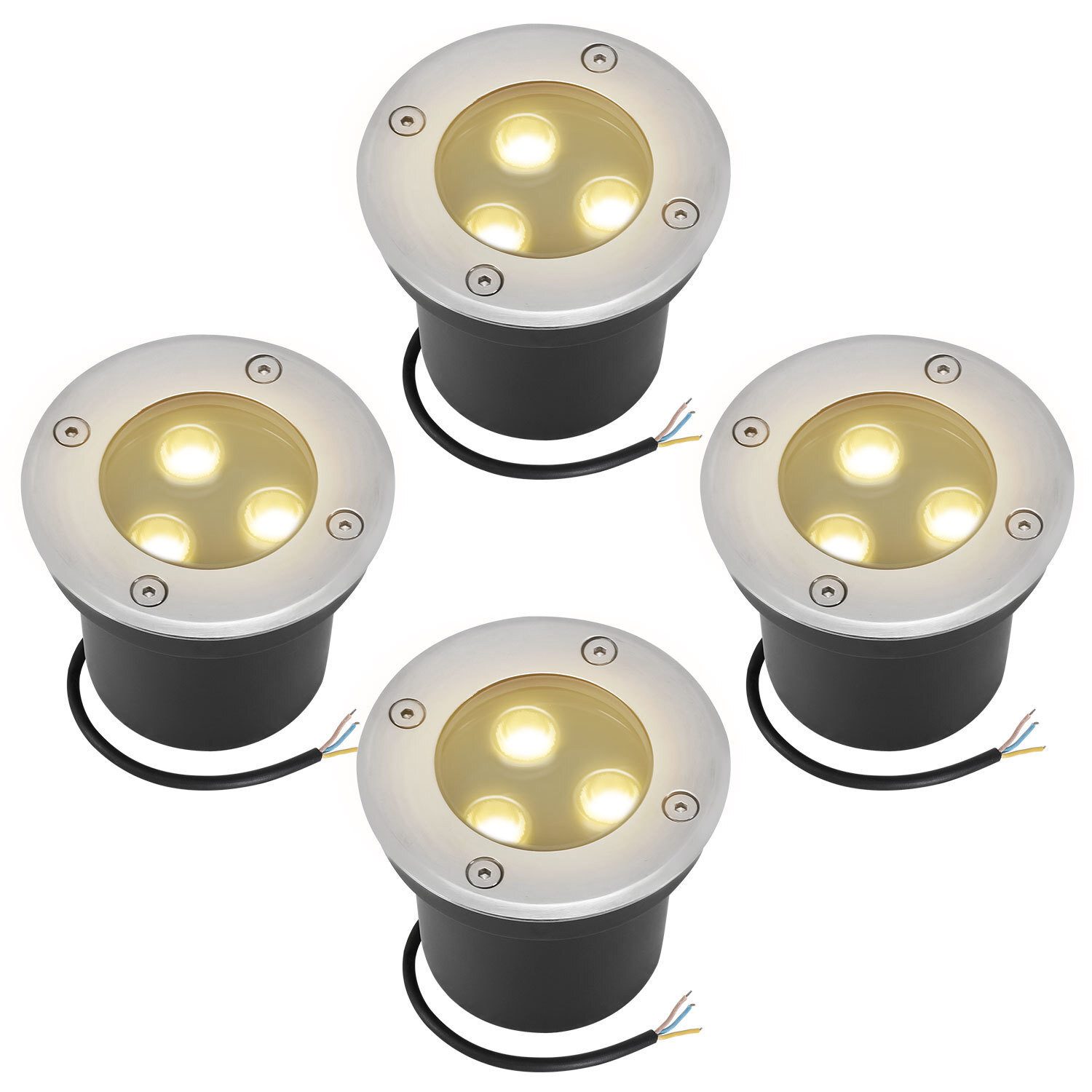 Clanmacy Gartenstrahler 3W LED Bodenleuchte Bodenstrahler Außen-Beleuchtung IP65 Warmweiß