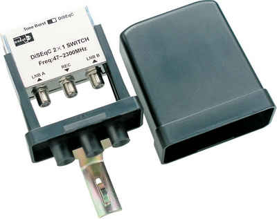 Schwaiger SAT-Verteiler KFR7025 531 (verteilt zwei Universal Single LNBs auf einen Teilnehmer), Wetterschutzgehäuse für Außenmontage