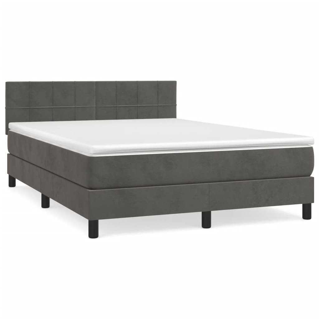 Boxspringbett 140 x 200 cm Boxspringbett mit Matratze Dunkelgrau 140x200 cm Samt Bet