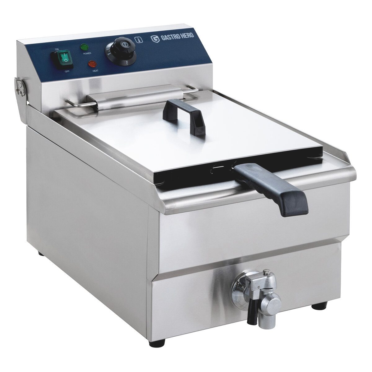 GastroHero Fritteuse Elektro Fritteuse 13 Liter 5 kW Edelstahl Ablasshahn Gastro, 5000 W