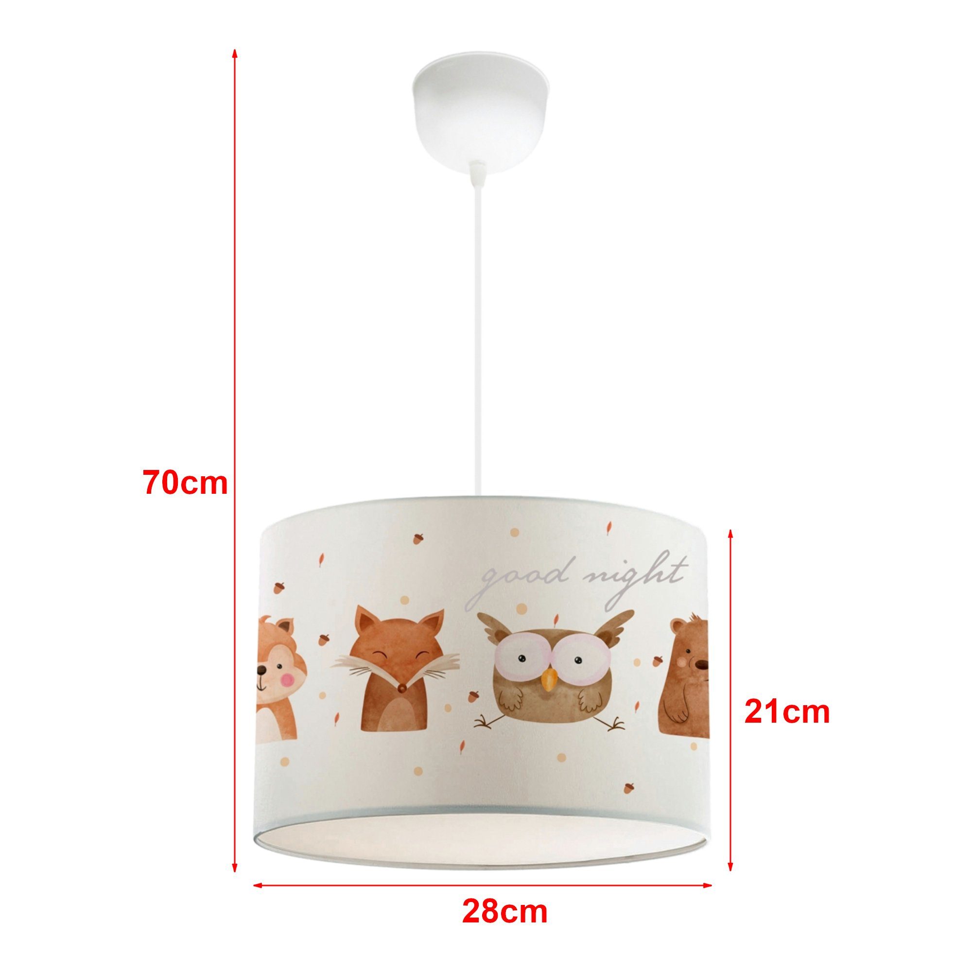 lux.pro Hängeleuchten, ohne Leuchtmittel, »Rugby« höhenverstellbar Weiß mit Waldtier-Motiv