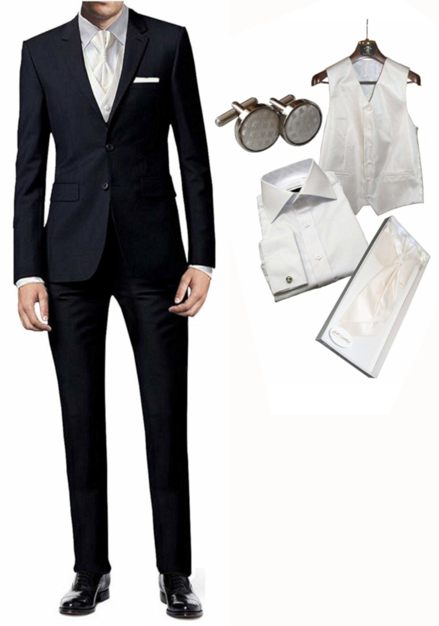 Freiherr von Falkenhausen Anzug Hochzeitsanzug 7tlg. blau marine Set Slim S günstig online kaufen