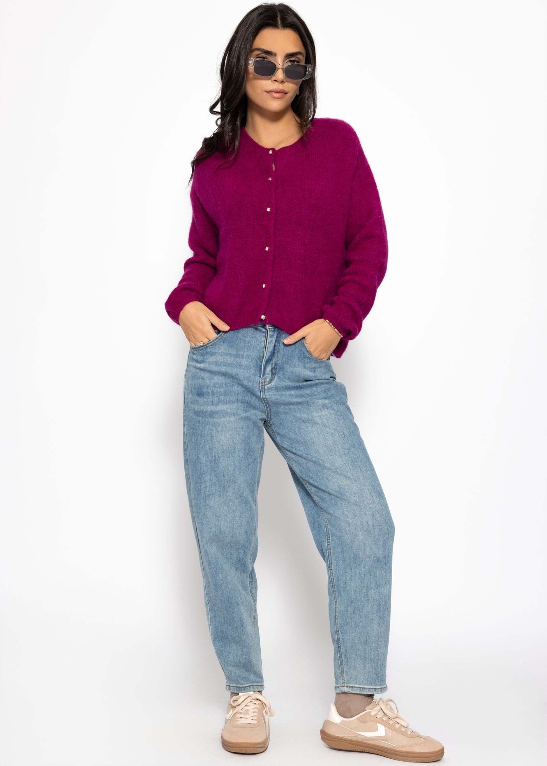 SASSYCLASSY Cardigan Weicher Strickcardigan mit Zierknöpfen für Damen Flaus günstig online kaufen