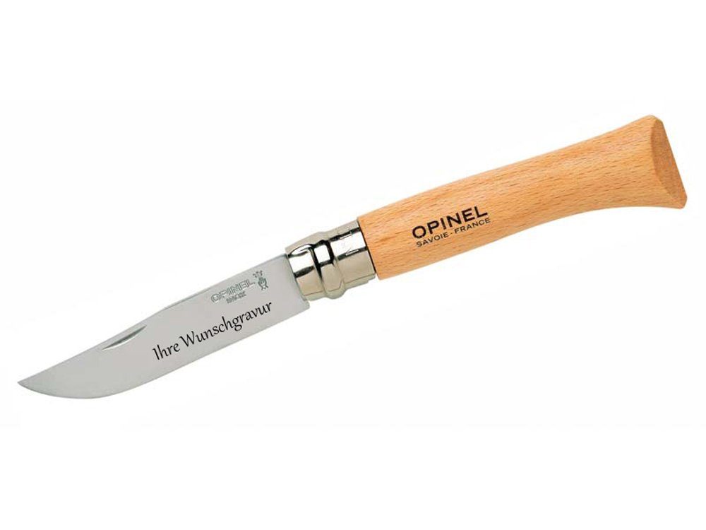 Taschenmesser Namensgravur 09, Buche, No mit Opinel rostfrei,