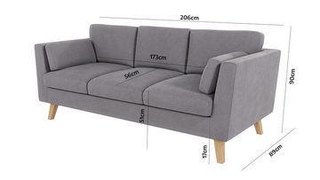 S-Style Möbel 3-Sitzer Sofa Angeles im skandinavischen Design, mit Wellenfederung