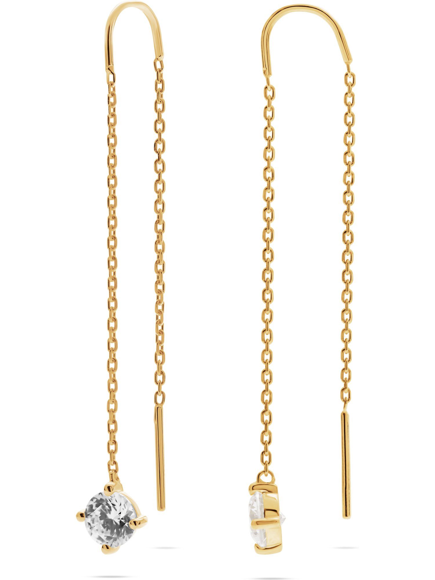 FAVS Paar Ohrhänger FAVS Damen-Ohrhänger 375er Gelbgold 4 Zirkonia