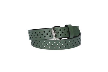 kiddybelts Ledergürtel Mini 20mm in Grün mit durchgehender Lochung und dunkler Rollschließe (KB18-560) sehr weiches Vollrindleder