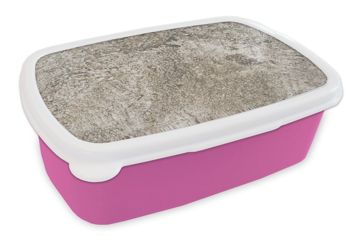 MuchoWow Lunchbox Zement - Antik - Beton - Grau, Kunststoff, (2-tlg), Brotbox für Erwachsene, Brotdose Kinder, Snackbox, Mädchen, Kunststoff rosa