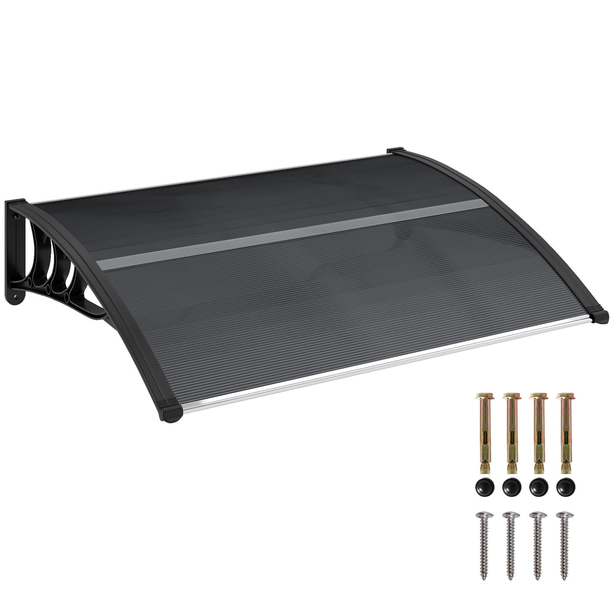 MC Star Pavillon Vordach, Haustürvordach, Überdachung für Eingänge und Fenster, 100L x 75B x 23H cm, Schwarz