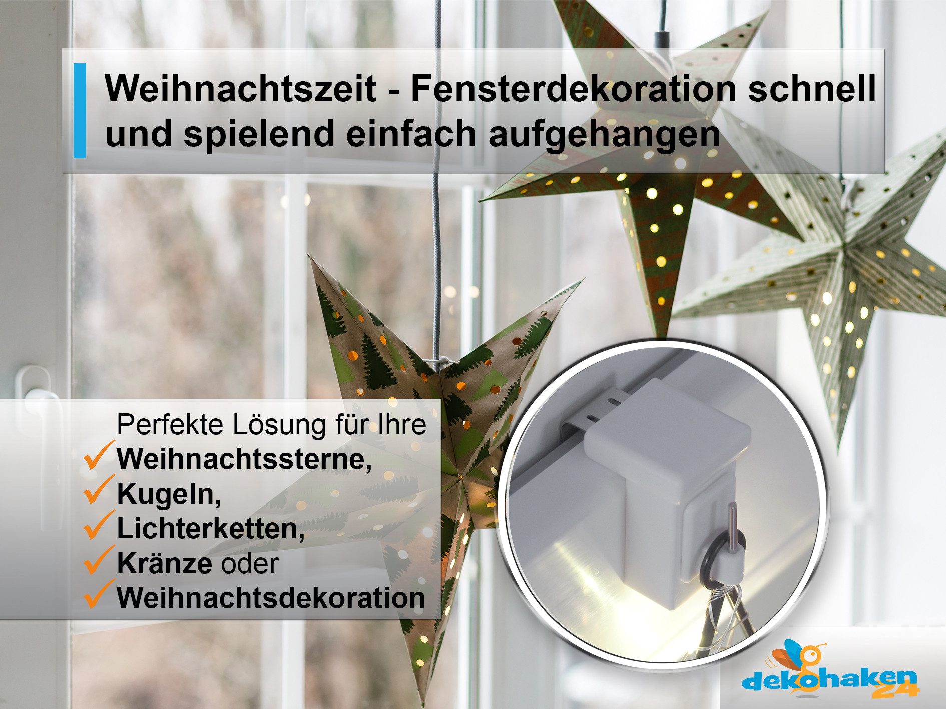 dekondo Fensterhaken Dekohaken Dekoklipp Gardinenhaken, weiß, für einen Klemmbereich (Rahmenstärke des Fensters/Fensterdicke) von 10-27 mm, (4-St), oben oder seitlich am Fenster zu befestigen