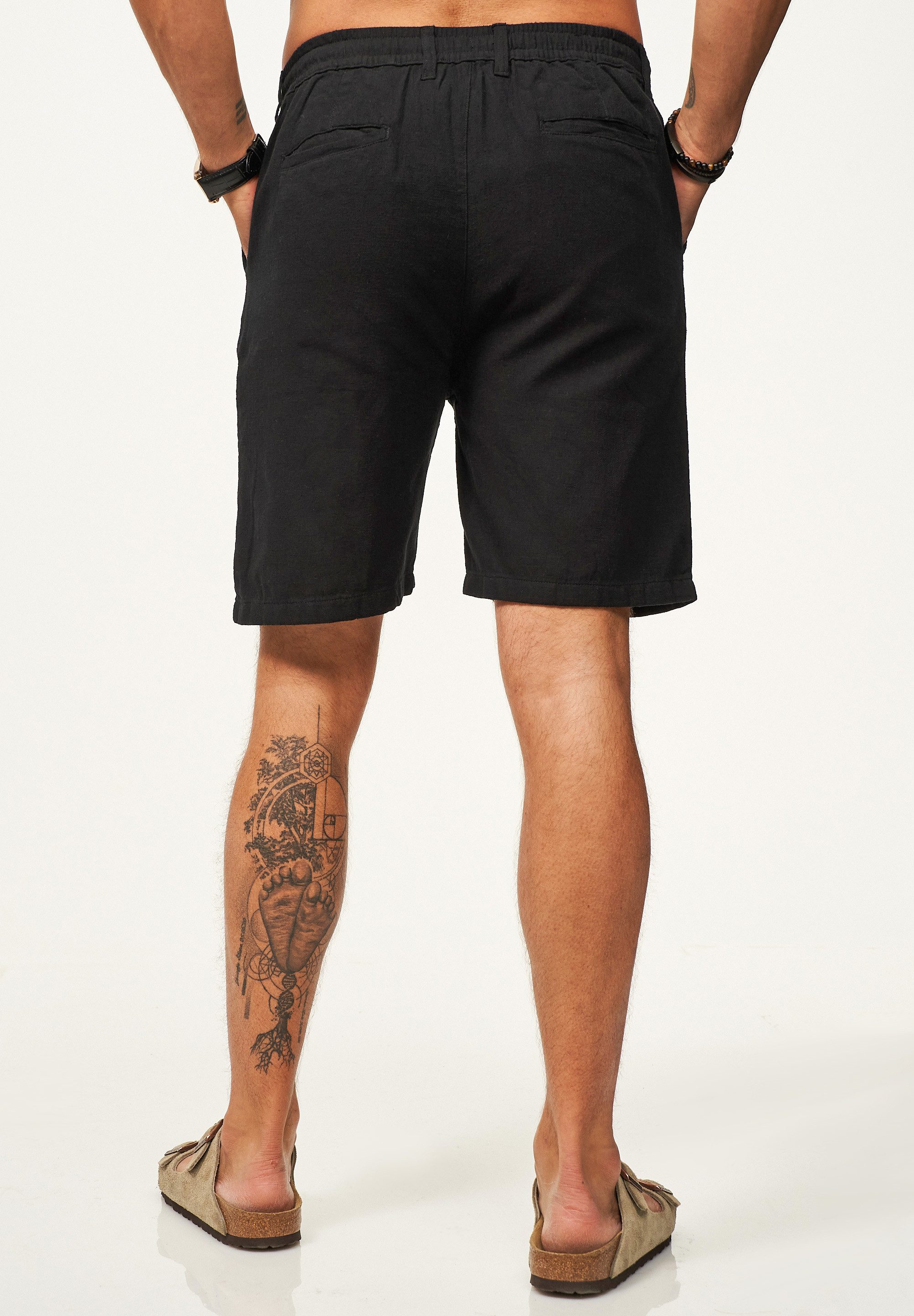 behype Chinoshorts für Herren als luftig leichte Sommershorts - Kurze Hose Leinen Shorts Bermuda im Regular-Fit für den Sommer – Bild 4 von 5